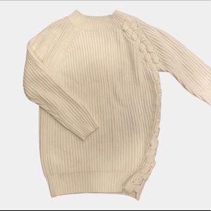 Ivory/Cream Mock Neck Ribbed Sweater